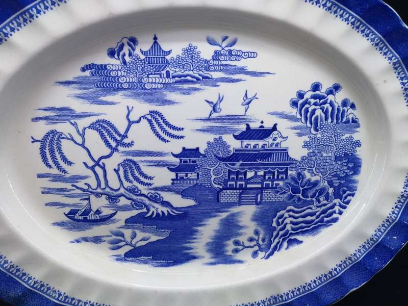Antique Victorian Copeland Mandarin Pattern large oval serving platter