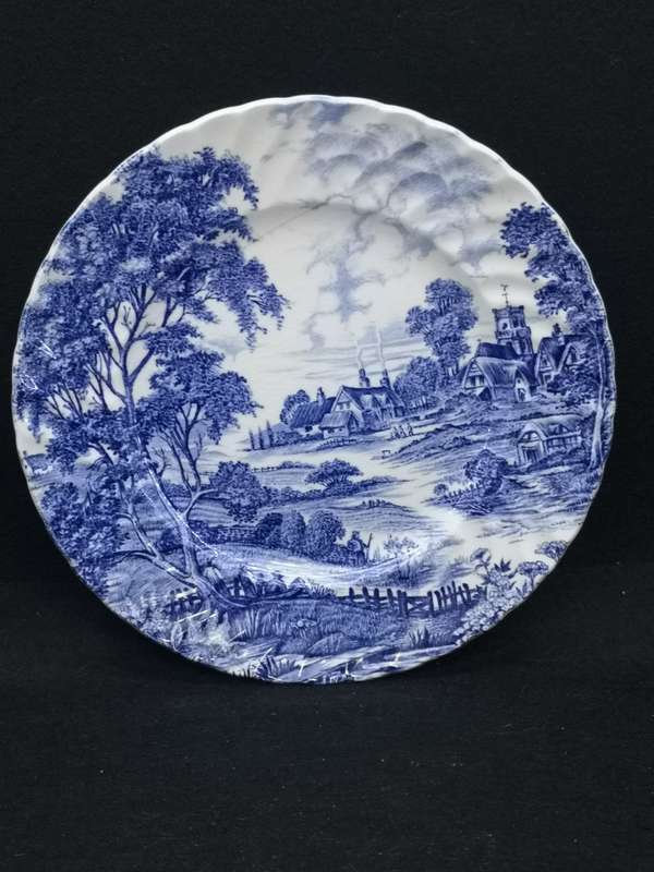 Genuine hand engraving Ridgway iron stone Meadowsweet plate - repaired