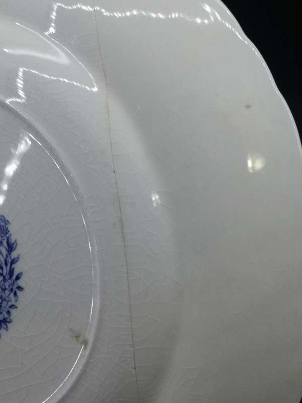 Genuine hand engraving Ridgway iron stone Meadowsweet plate - repaired