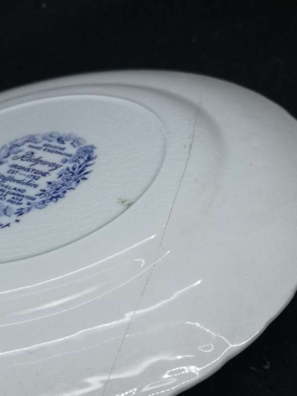 Genuine hand engraving Ridgway iron stone Meadowsweet plate - repaired