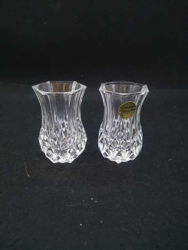 Pair of small crystal vases