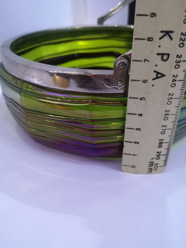Art Nouveau Loetz Pallme Konig Iridescent Amethyst Threaded Art Glass
