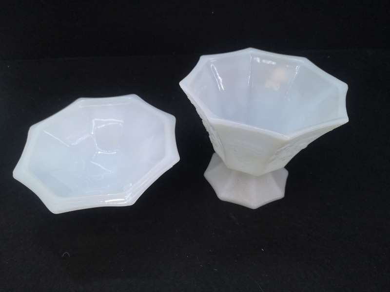 Anchor Hocking - milk glass footed/covered candy dish