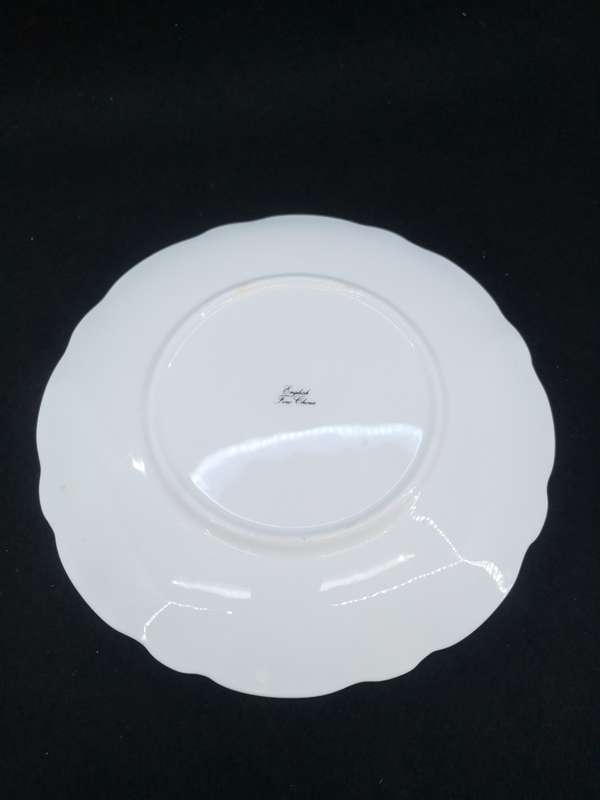 English fine china plate with gold rim and flowers