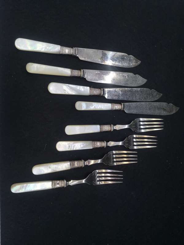 Mother of pearl fish knifes and forks set