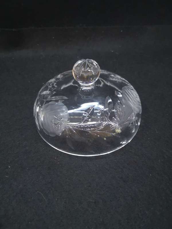 Cut crystal butter/cheese dish cover - small fleabites on rim