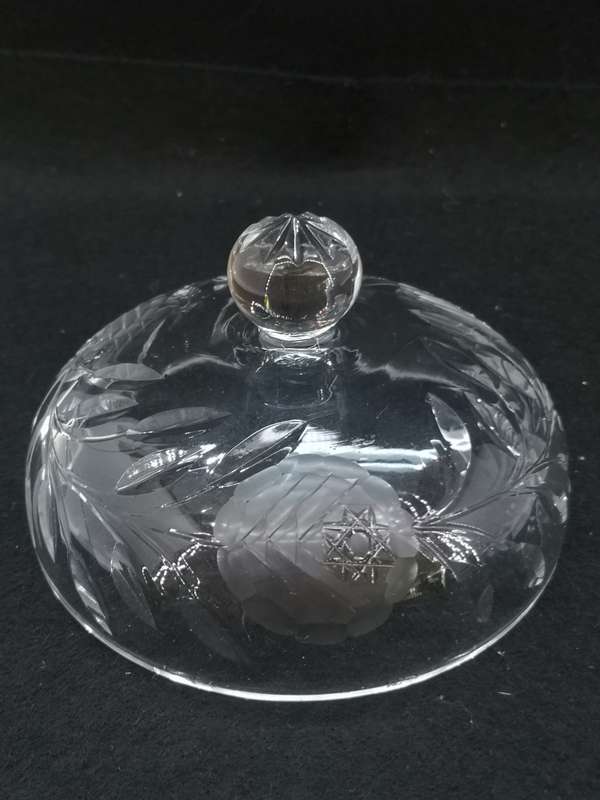 Cut crystal butter/cheese dish cover - small fleabites on rim