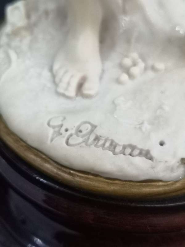 Vintage Florence sculpture D`arte by Guiseppe Armani 1982 - Boy with grapes - note chip on elbow