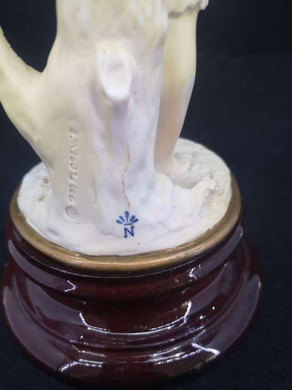 Vintage Florence sculpture D`arte by Guiseppe Armani 1982 - Boy with grapes - note chip on elbow