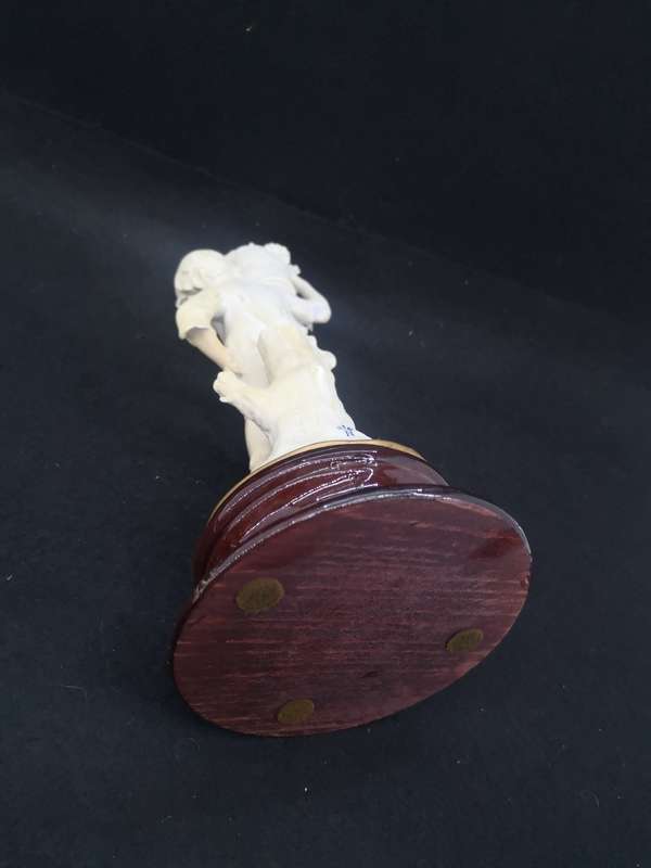 Vintage Florence sculpture D`arte by Guiseppe Armani 1982 - Boy with grapes - note chip on elbow
