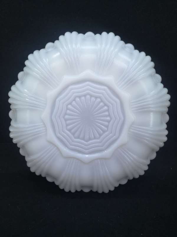 Milk glass devilled egg plate - lots of gold loss