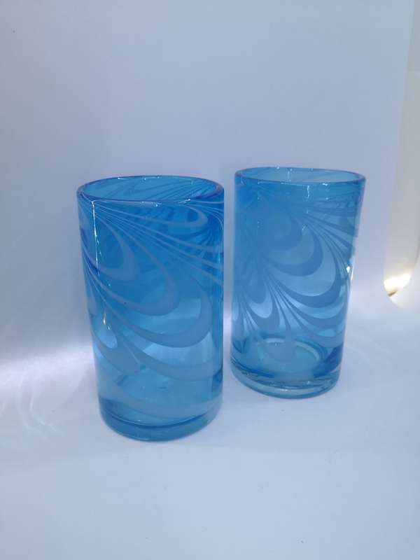 Stunning turquois glass pair