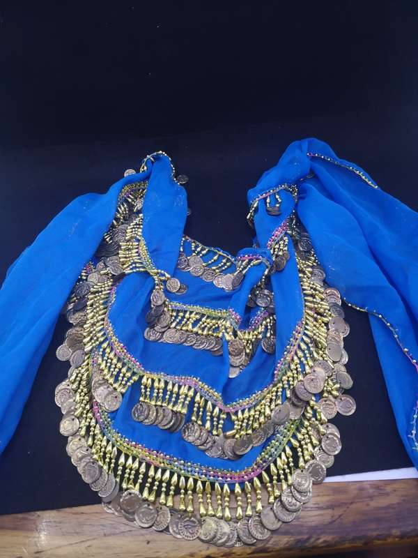 Belly dance hip scarf with coins