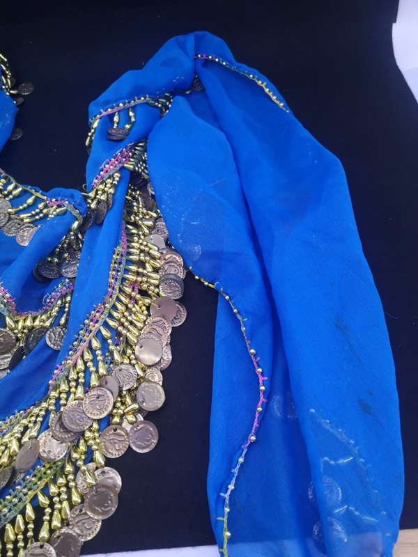Belly dance hip scarf with coins