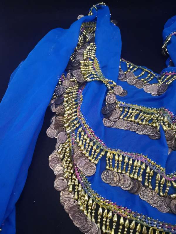 Belly dance hip scarf with coins
