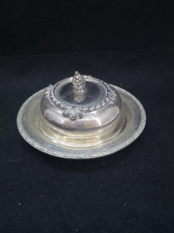 Silver plated butter dish