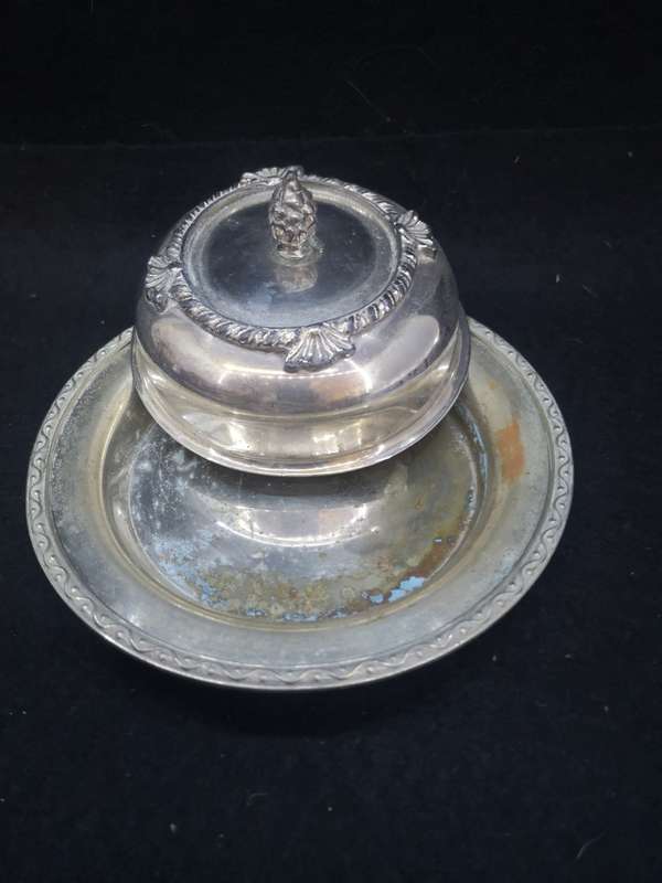 Silver plated butter dish