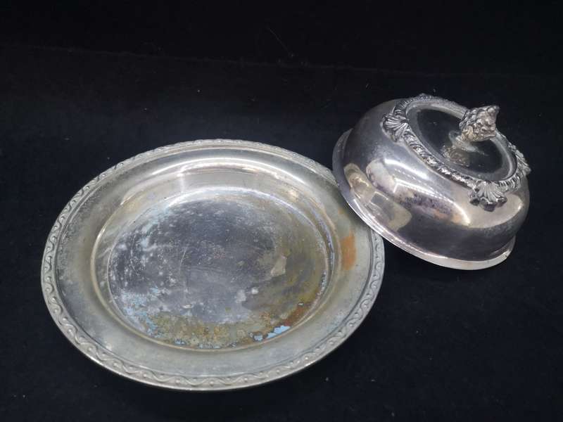 Silver plated butter dish