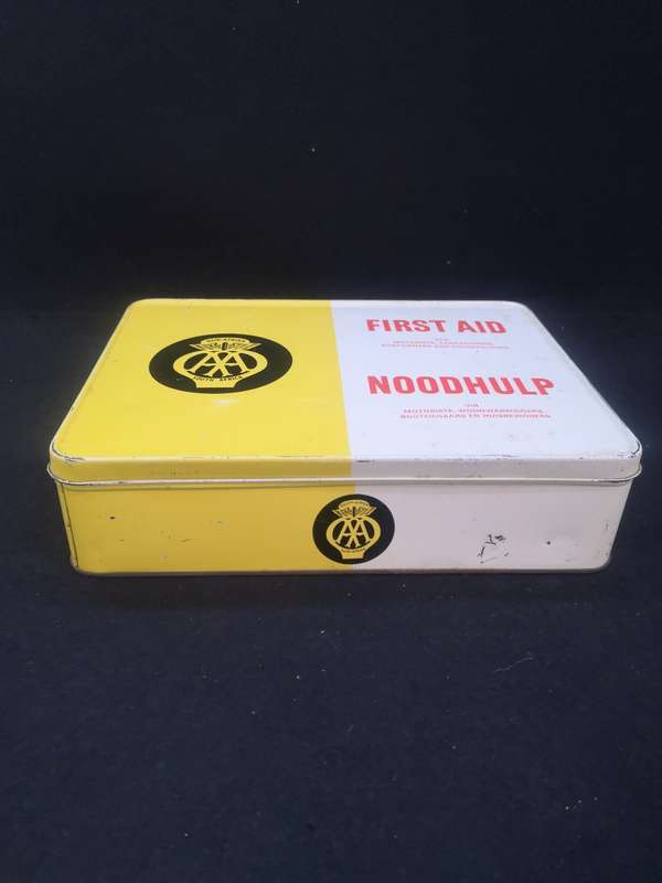Vintage South Africa AA Automobile Association First Aid kit in tin with contents - contents expired