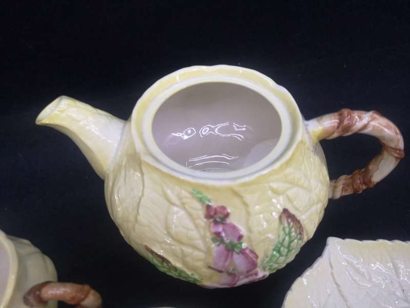 Vintage Carlton Ware Foxglove teapot sugar bowl and milk jug and plate set