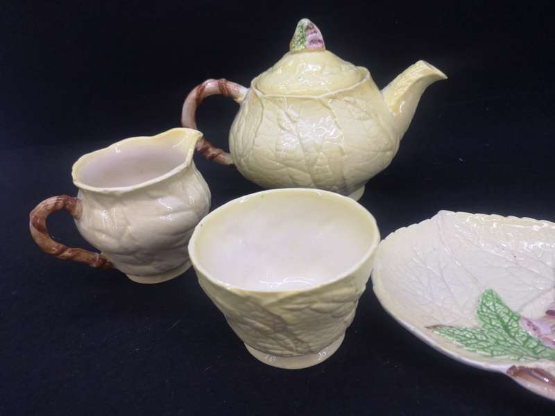 Vintage Carlton Ware Foxglove teapot sugar bowl and milk jug and plate set