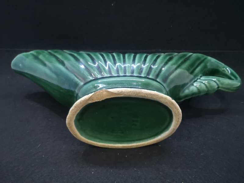 Vintage green vase - note the chip on the base - not noticeable when on display