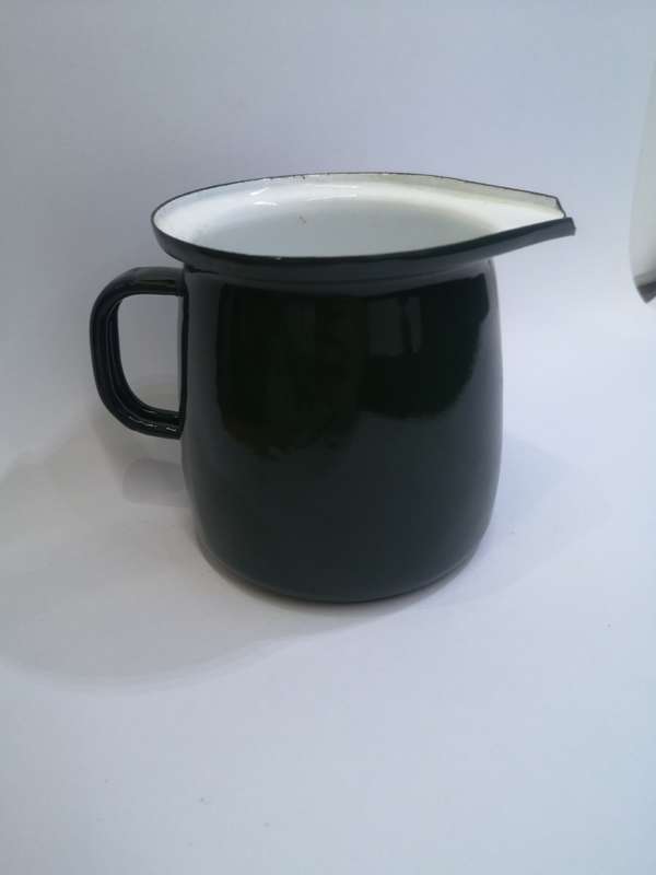 Dark green enamel jug