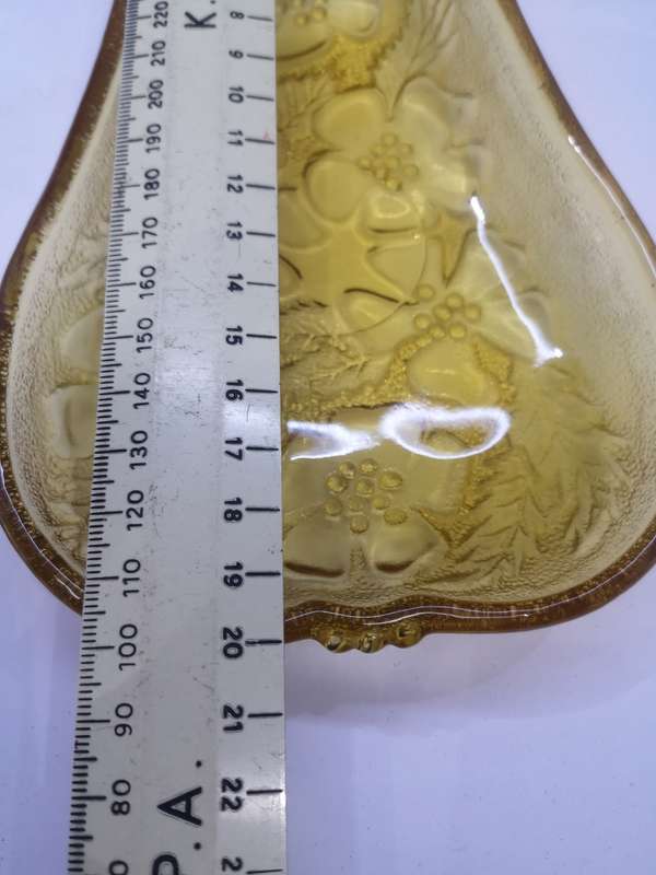 Vintage Hazel Atlas Amber pear shaped pair glass dishes