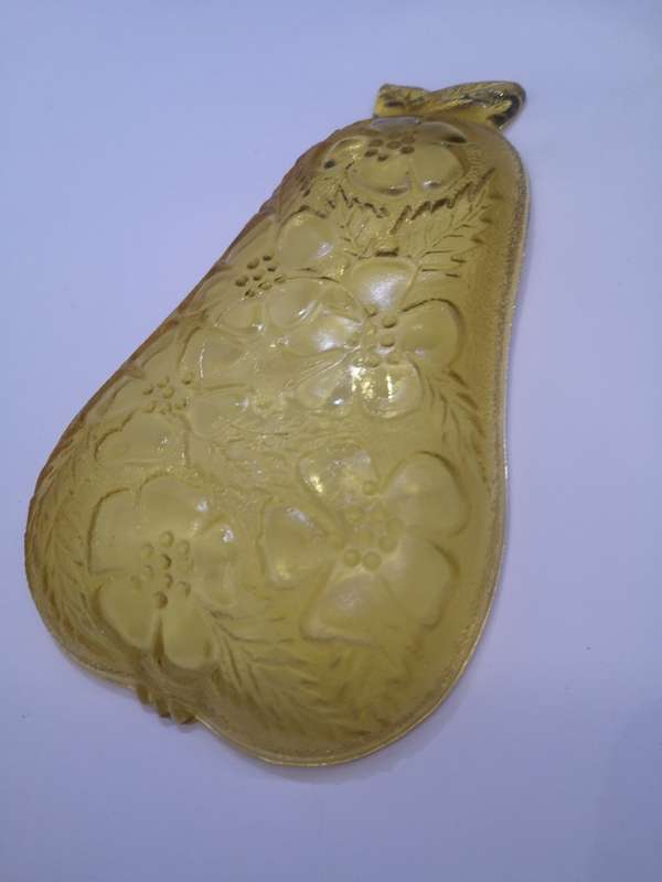 Vintage Hazel Atlas Amber pear shaped pair glass dishes