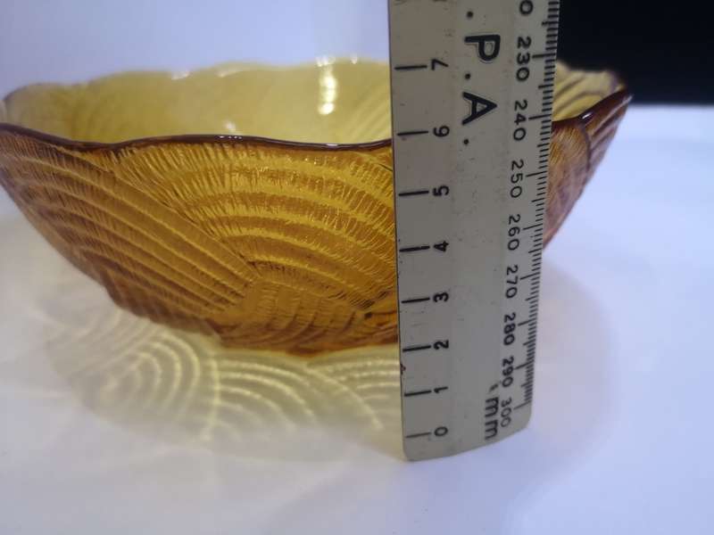 Amber glass serving bowl