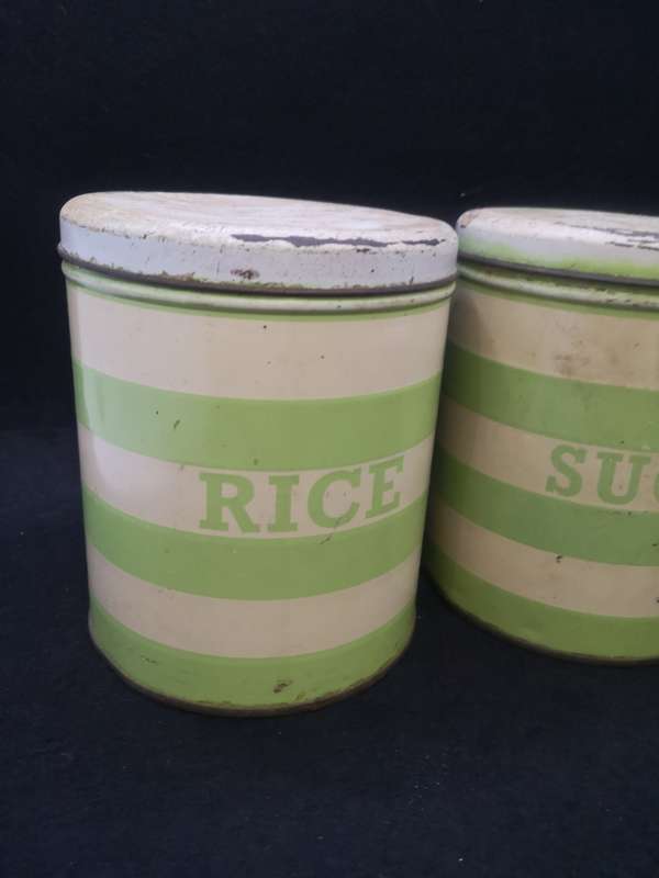 Vintage set of striped tins