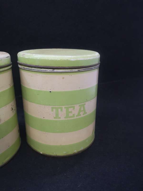 Vintage set of striped tins