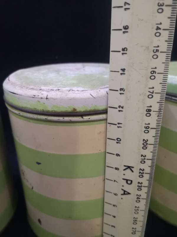 Vintage set of striped tins