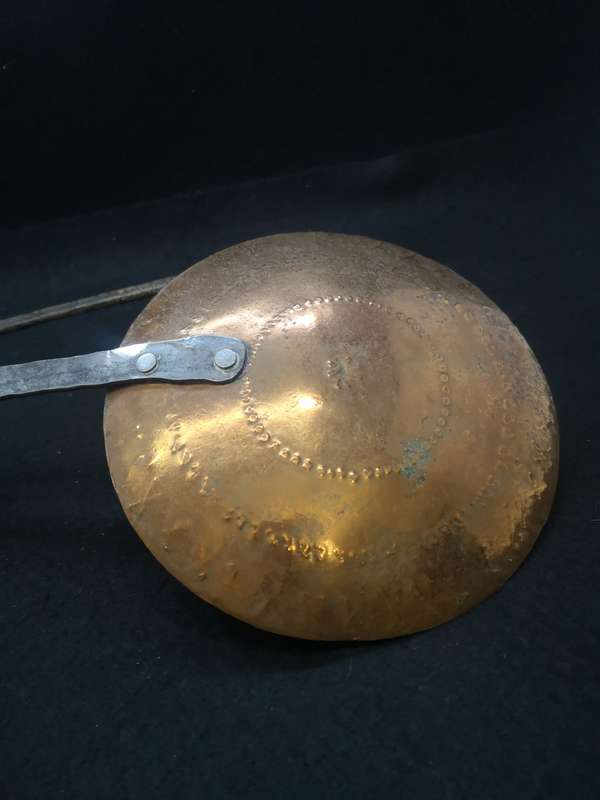 Two huge Vintage copper handmade skimmer and spoon set