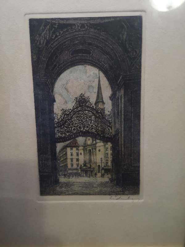 Three beautiful vintage framed etch works