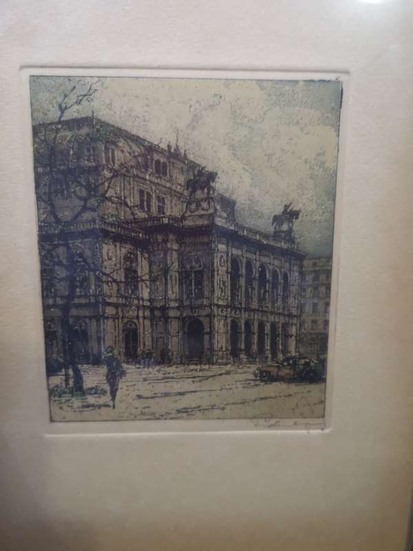 Three beautiful vintage framed etch works