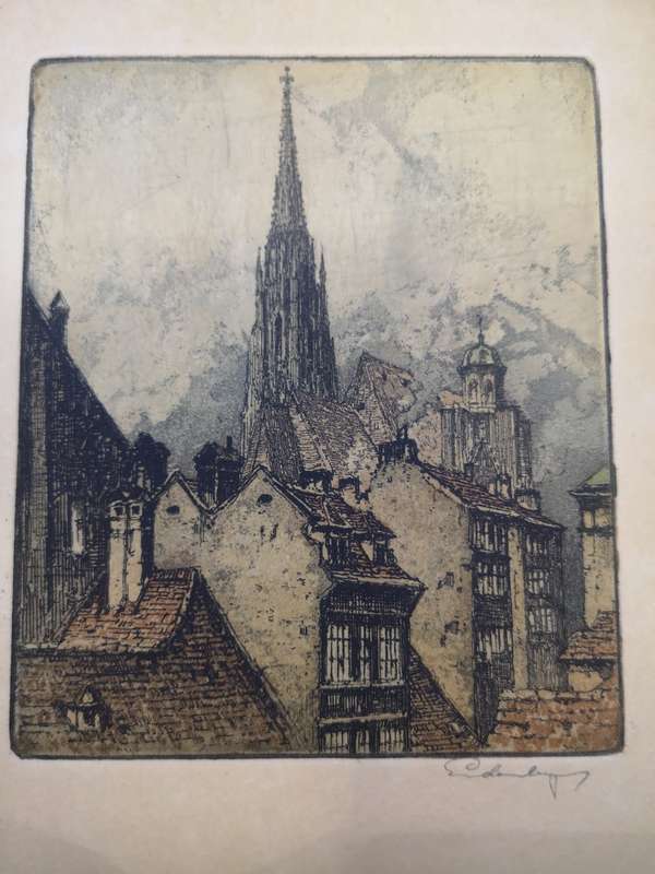 Three beautiful vintage framed etch works