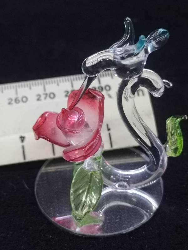 Glass sugar bird ornament