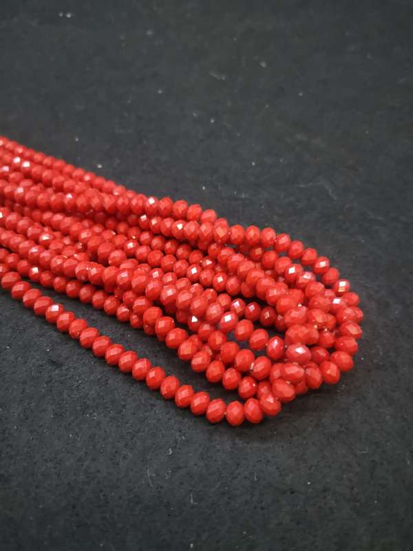Six strand red glass necklace