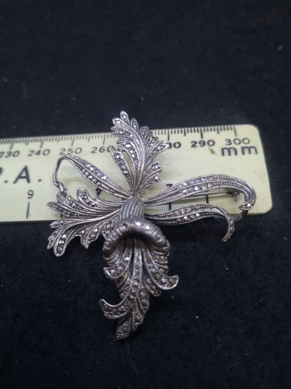 Marcasite flower brooch