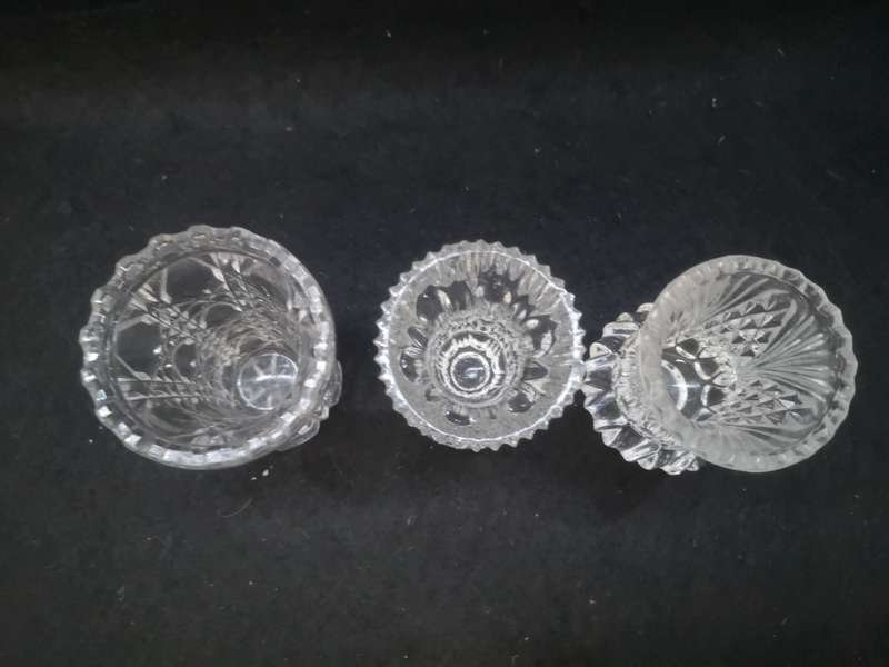 Set of three crystal glass vases