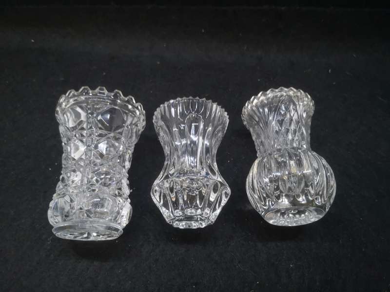 Set of three crystal glass vases