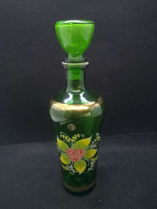 Green glass bottle - made in Italy