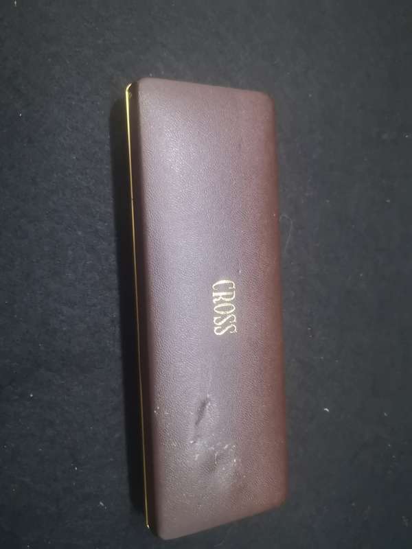 Vintage Cross pen in box - rolled gold - personalized, needs refill
