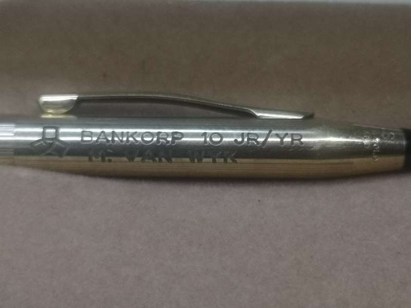Vintage Cross pen in box - rolled gold - personalized, needs refill
