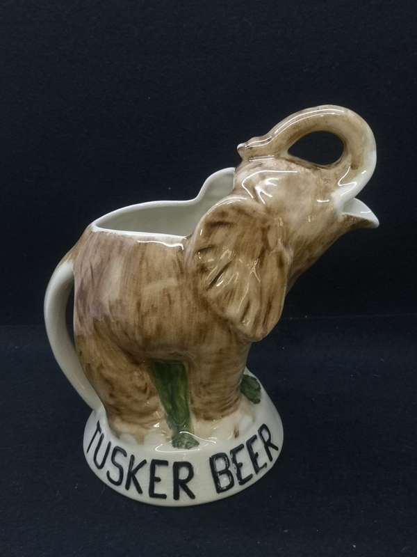 Tusker beer Elephant jug Drostdy Ware