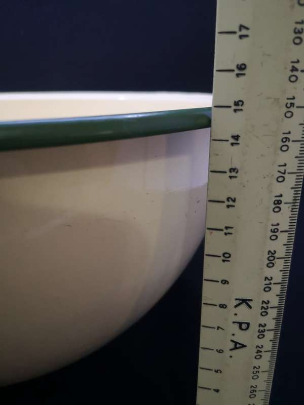 Big enamel mixing bowl traditional yellow and green