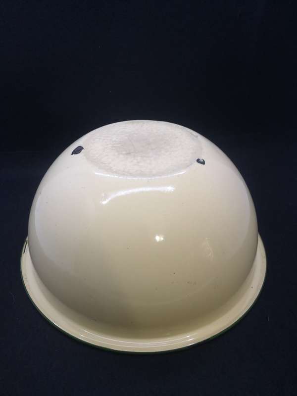 Big enamel mixing bowl traditional yellow and green