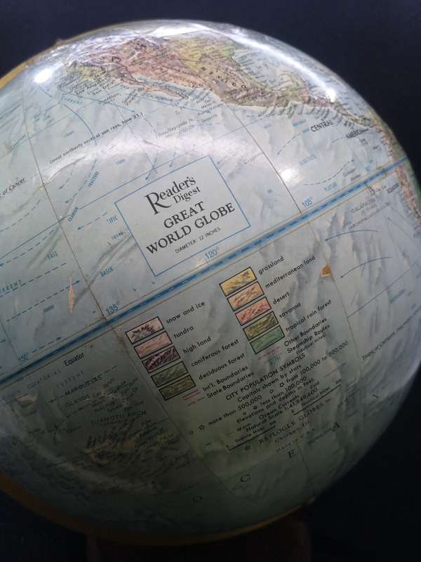 Vintage Readers Digest World globe