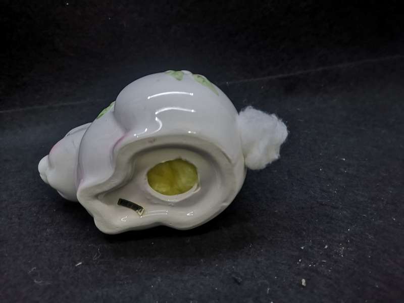 Vintage ceramic bunny cotton wool dispenser